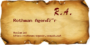 Rothman Agenór névjegykártya